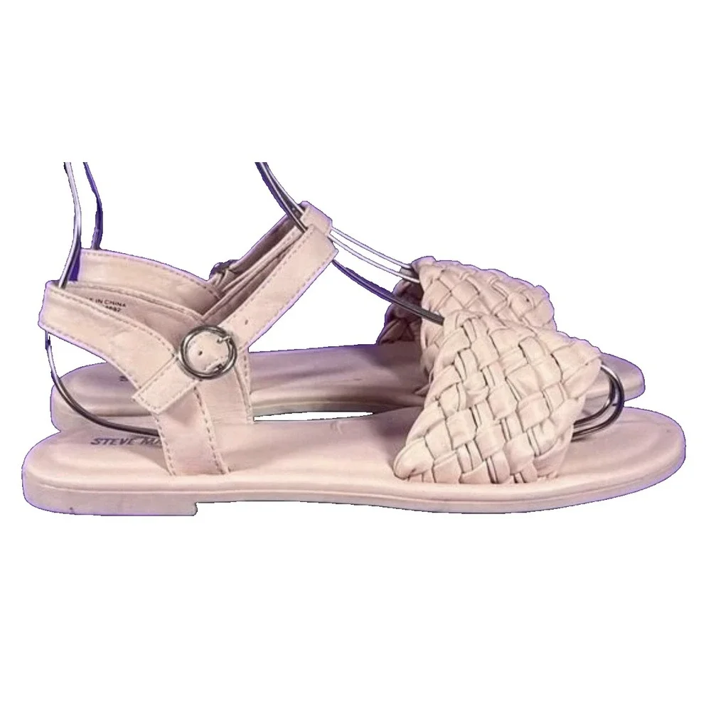 Steve Madden Girl's Pink Karina Braided Strappy Sandals Shoe Size 3-NEW
